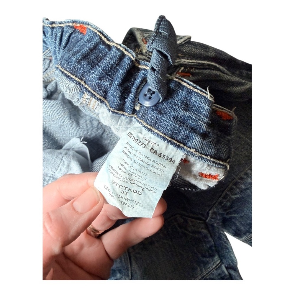 Wrangler Cargo Jeans Kids 3T Blue Denim Adjustable Waist Utility Workwear Pants - Picture 6 of 9